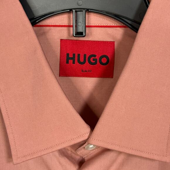 Hugo Boss Men's Kenno Slim Solid Dress Shirt Light Pastel 15 32/33 $118 - Picture 5 of 10